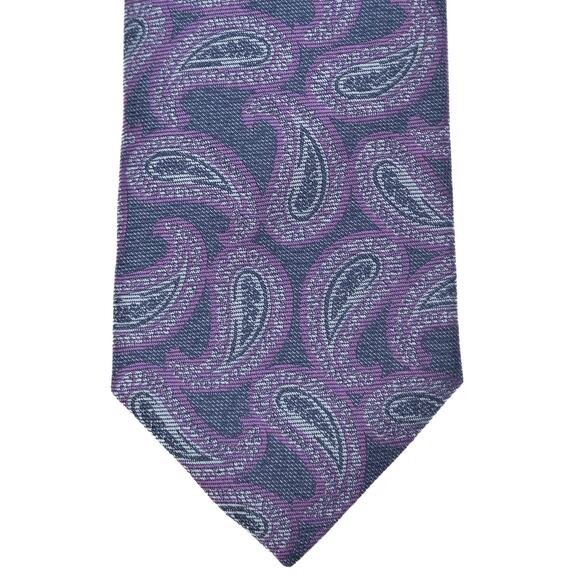 Daniel Cremieux Purple Paisley 100% Silk Neck Tie Made In Italy - Picture 2 of 8
